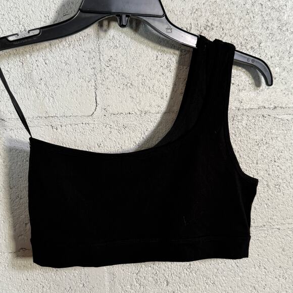 DKNY Women's Double-Layer 1 Shoulder Mesh-Combo Bralette black Medium - Picture 1 of 10